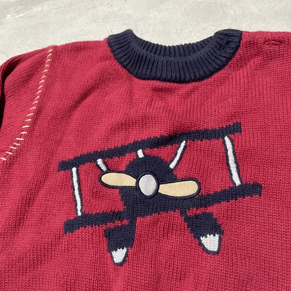 Gymboree Sweater Boys Size 2T Pilot Airplane Vintage 2003 Pullover Knit Kids